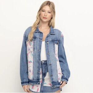 PTCL oversized Fawn patch 100% cotton denim jean jacket